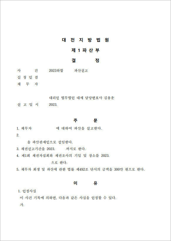 5억 이상 채무 법인파산
