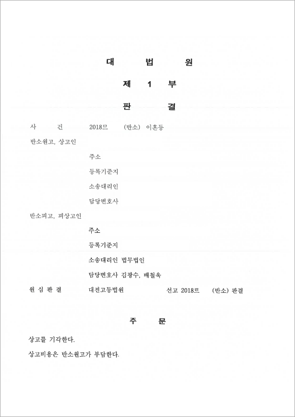 부당한 이혼청구 3심까지 방어